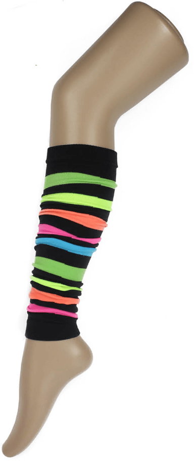 RAINBOW LEG WARMERS Party Costume Fine Stretch Ladies Girls Fancy Dress - Rainbow with Black Stripe Payday Deals