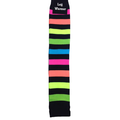 RAINBOW LEG WARMERS Party Costume Fine Stretch Ladies Girls Fancy Dress - Rainbow with Black Stripe Payday Deals