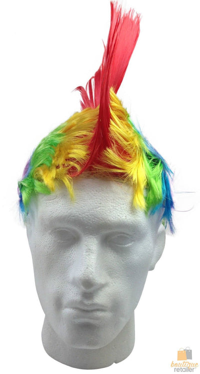 Rainbow MOHAWK WIG 70s 80s Rock Punk Hair Costume Mohican Rooster Wig Fancy Payday Deals