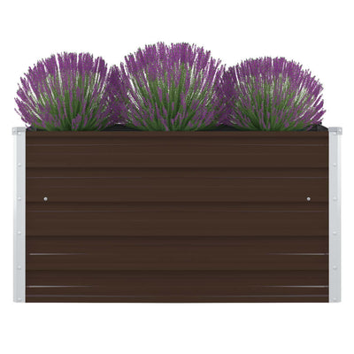 Raised Garden Bed 100x100x45 cm Galvanised Steel Brown Payday Deals