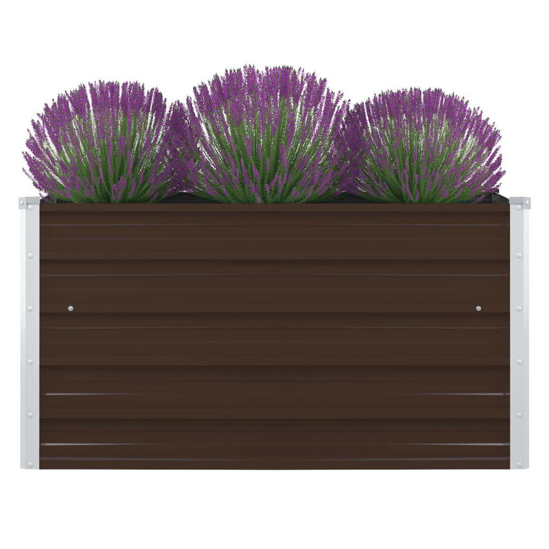 Raised Garden Bed 100x100x45 cm Galvanised Steel Brown Payday Deals