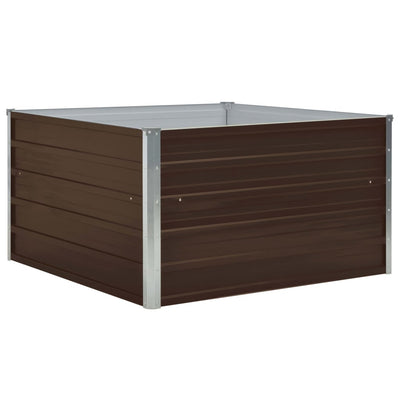 Raised Garden Bed 100x100x45 cm Galvanised Steel Brown Payday Deals