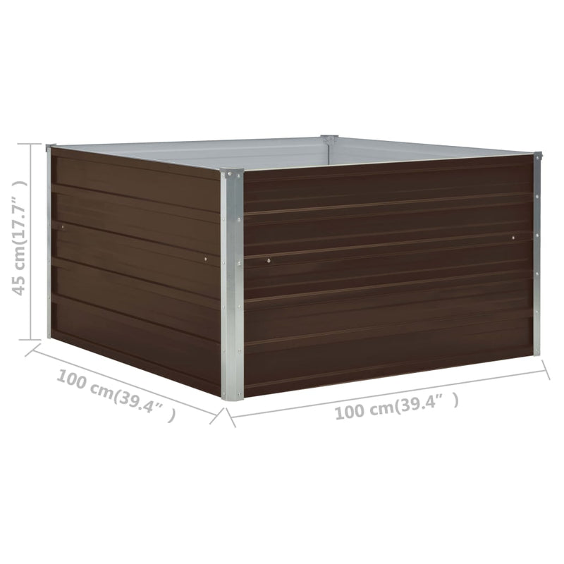 Raised Garden Bed 100x100x45 cm Galvanised Steel Brown Payday Deals