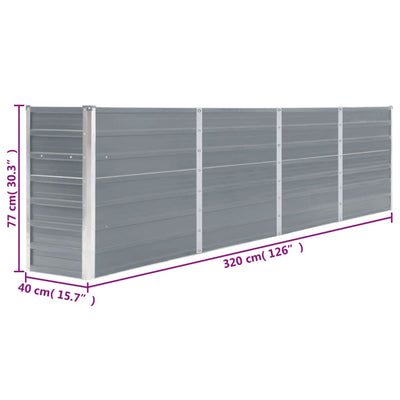 Raised Garden Bed 320x40x77 cm Galvanised Steel Grey Payday Deals
