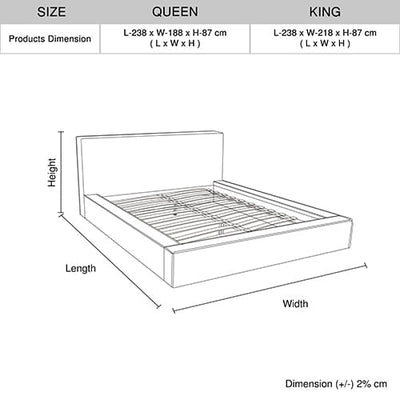 Ralph Queen Bed Frame Fabric Upholstery in KD slat Payday Deals