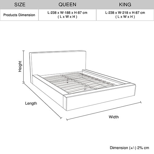 Ralph Queen Bed Frame Fabric Upholstery in KD slat Payday Deals