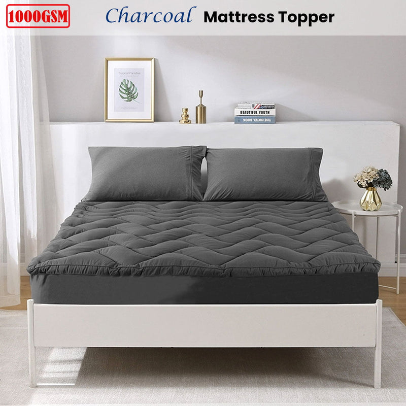 Ramesses 1000GSM Charcoal Mattress Topper Double Payday Deals