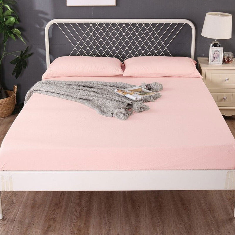 Ramesses 1000TC Linen Bamboo Fitted Sheet Combo Set Dusty Pink Queen Payday Deals