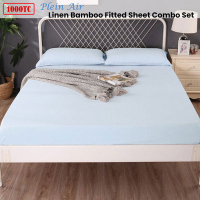 Ramesses 1000TC Linen Bamboo Fitted Sheet Combo Set Plein Air King Payday Deals