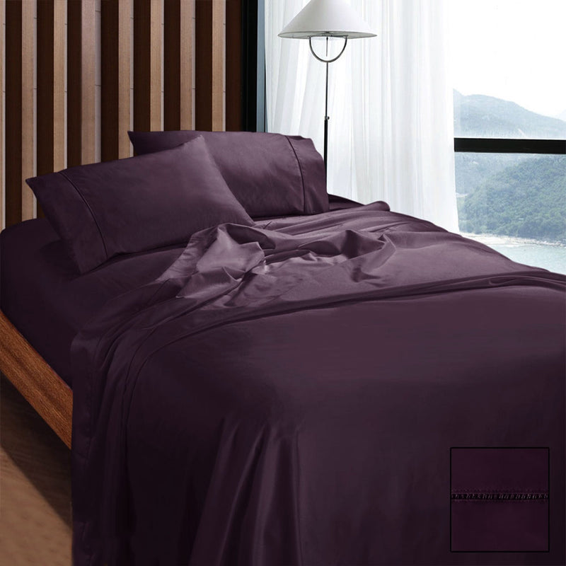 Ramesses 1100TC Egyptian Cotton Sateen Sheet Set Eggplant King Payday Deals