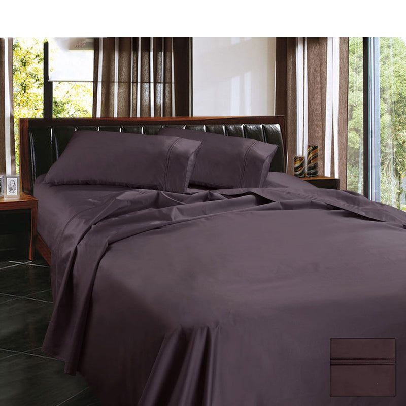 Ramesses 1450TC Egyptian Cotton Sateen Sheet Set Eggplant King Payday Deals