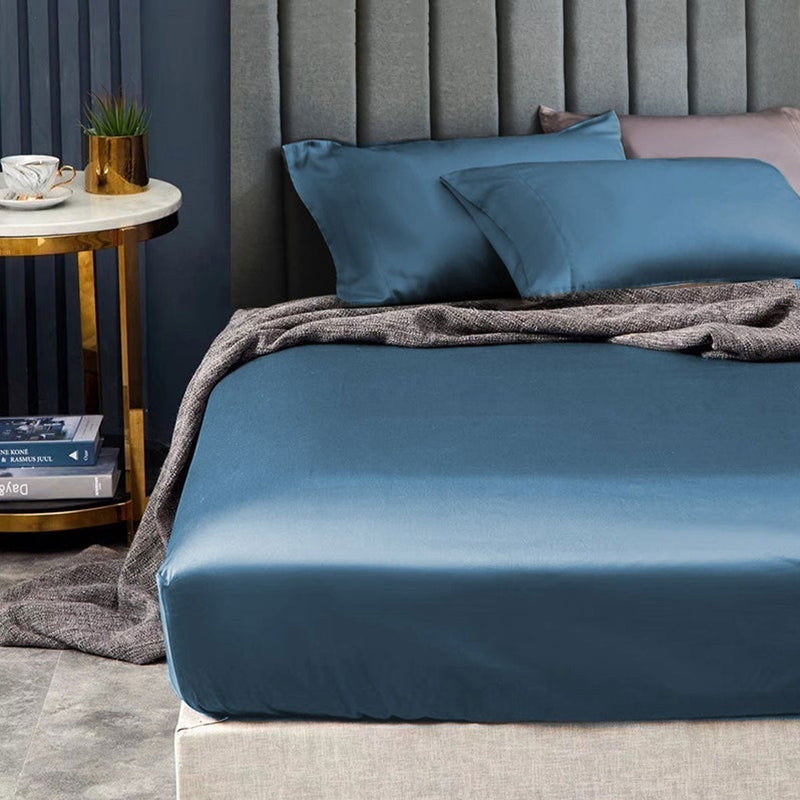 Ramesses 1500TC Elite Egyptian Cotton Sateen Fitted Sheet Combo Set Classic Blue Double Payday Deals