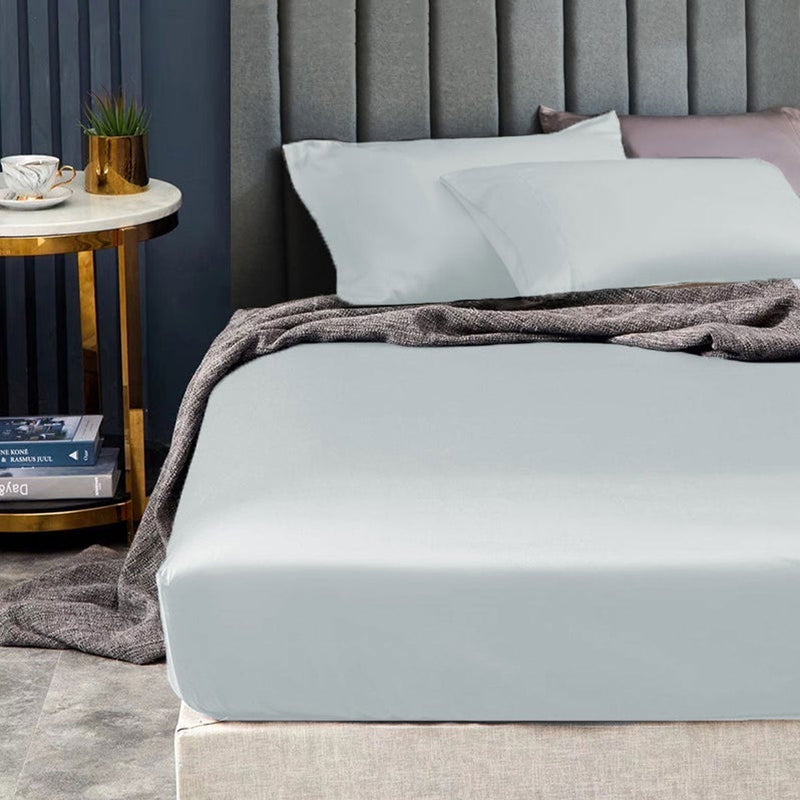 Ramesses 1500TC Elite Egyptian Cotton Sateen Fitted Sheet Combo Set Ice Blue King Single Payday Deals