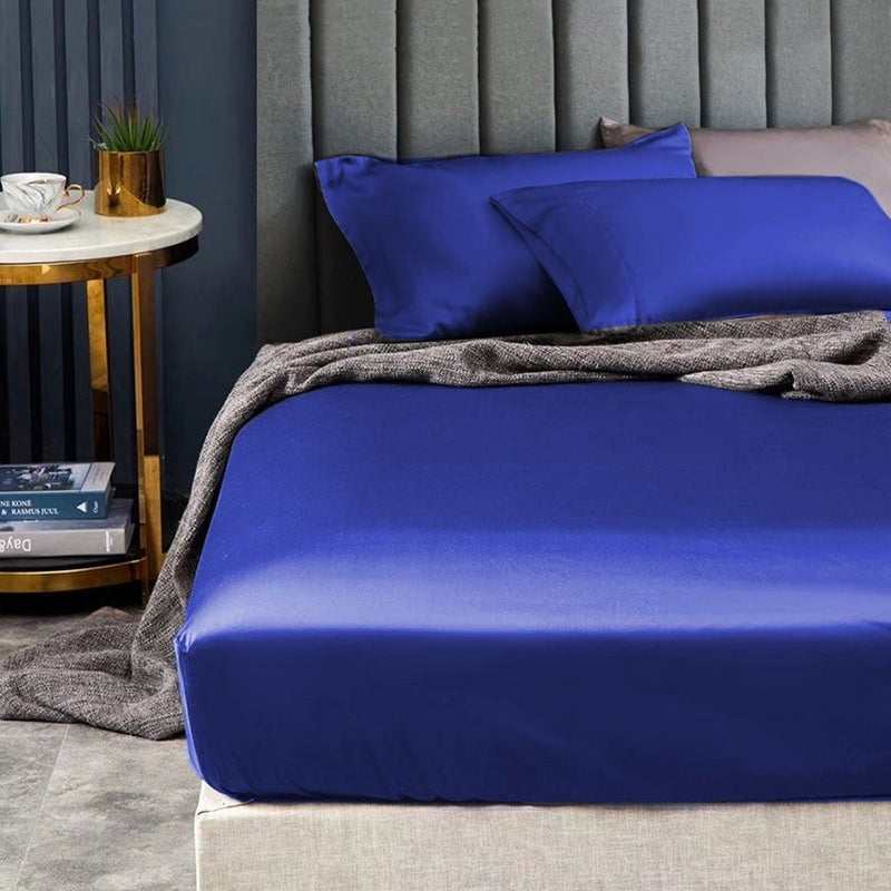 Ramesses 1500TC Elite Egyptian Cotton Sateen Fitted Sheet Combo Set Royal Blue Double Payday Deals