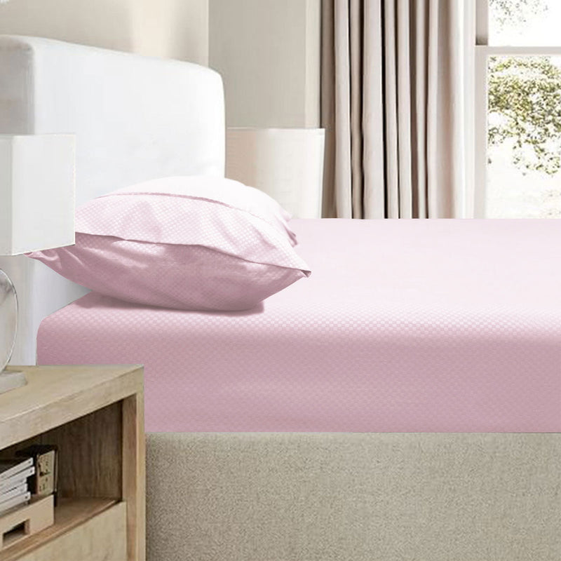 Ramesses 2000TC Bamboo Embossed Fitted Sheet Combo Set Pink King Payday Deals