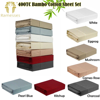 Ramesses 400TC Bamboo/Cotton Sheet Set White QUEEN Payday Deals