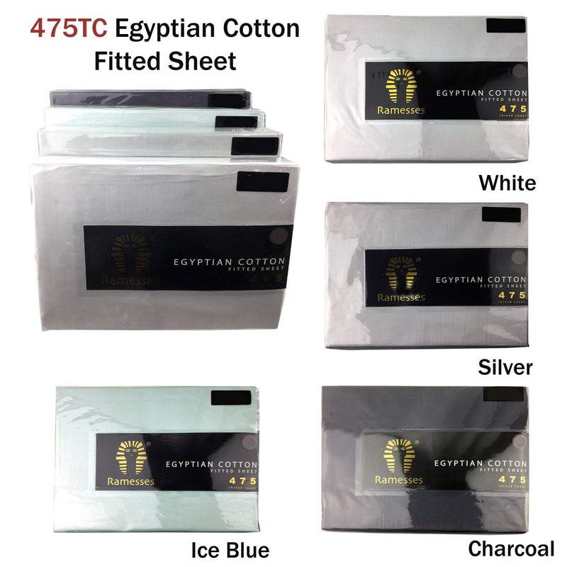 Ramesses 475TC Egyptian Cotton Fitted Sheet Queen Silver Payday Deals
