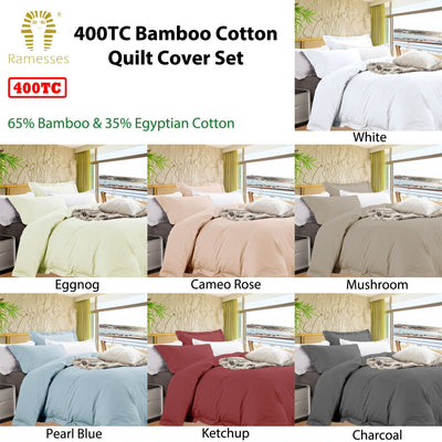 Ramesses Bamboo Cotton Quilt Cover Set Eggnog King Payday Deals