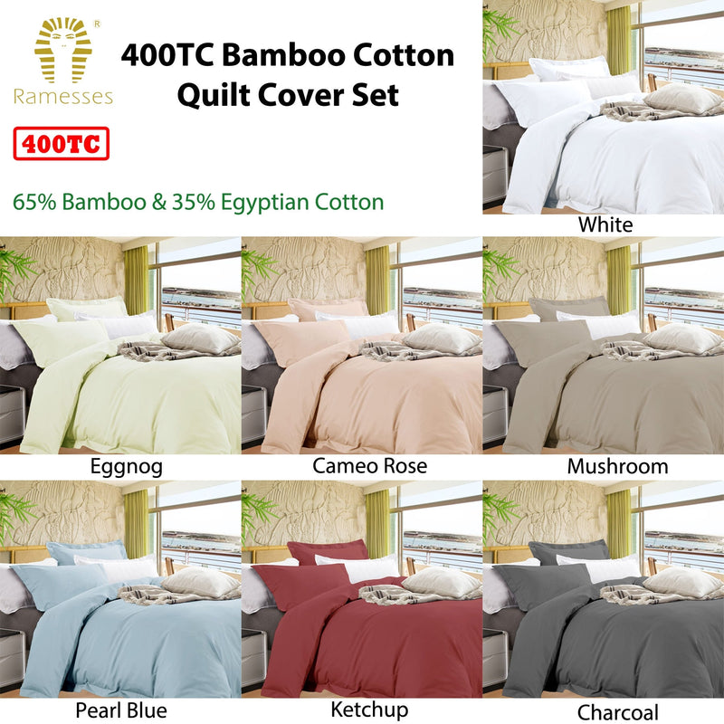 Ramesses Bamboo Cotton Quilt Cover Set Eggnog King Payday Deals