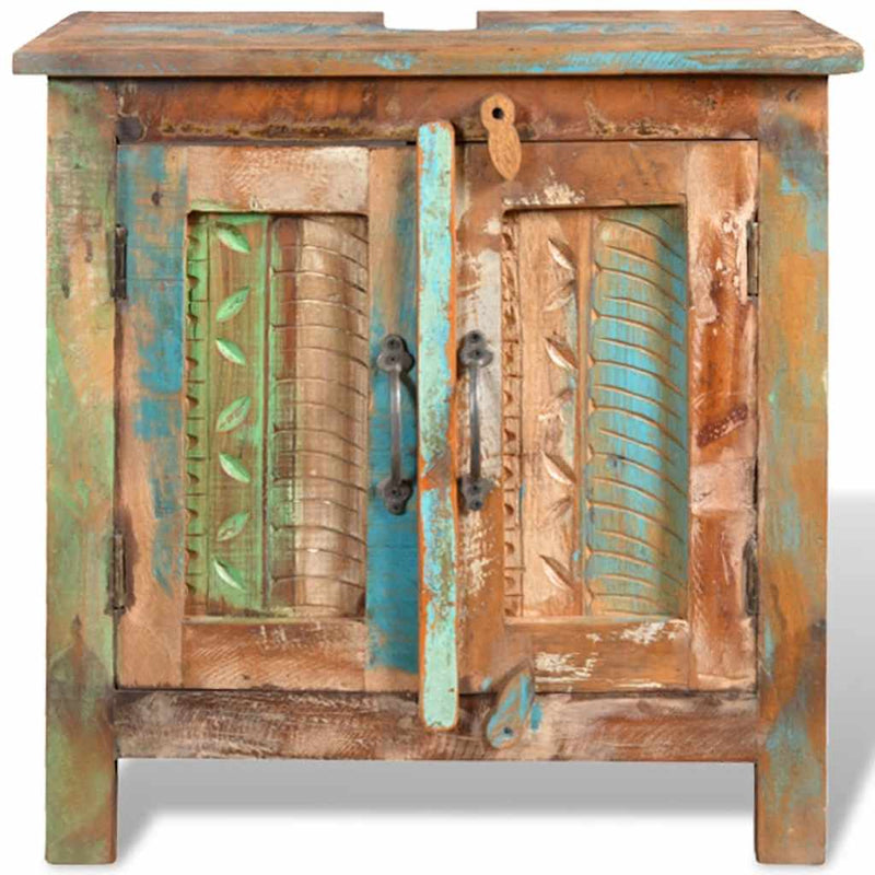 Reclaimed Solid Wood Bathroom Vanity Cabinet Set with Mirror Payday Deals
