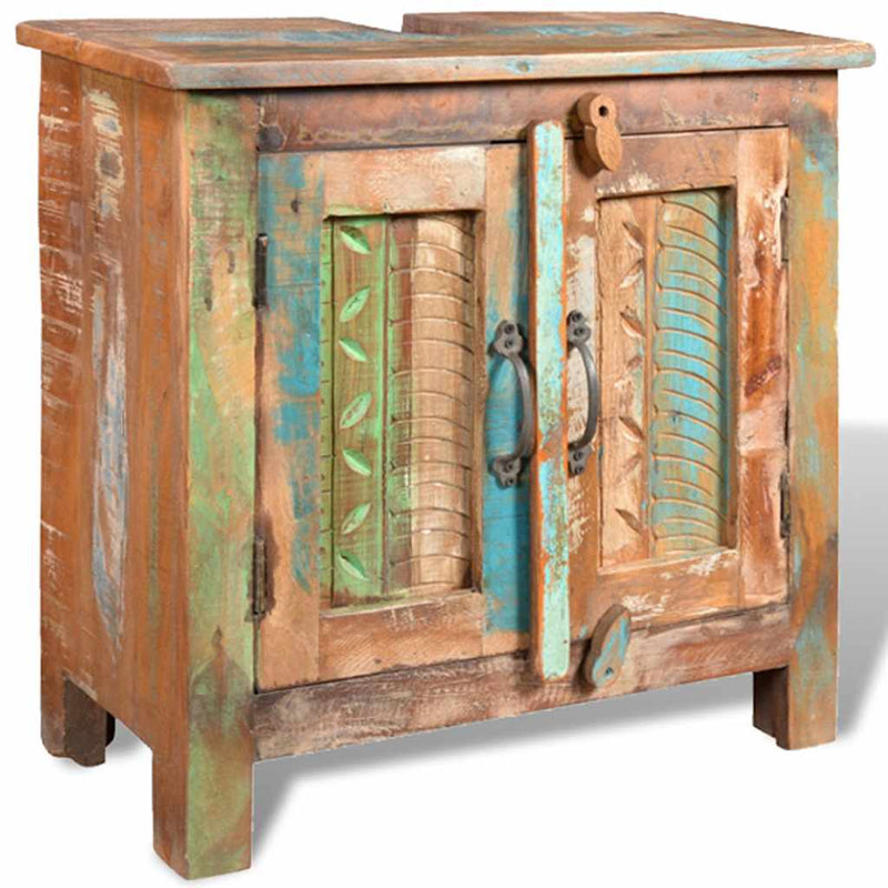 Reclaimed Solid Wood Bathroom Vanity Cabinet Set with Mirror Payday Deals