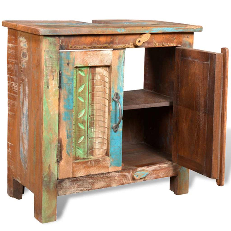 Reclaimed Solid Wood Bathroom Vanity Cabinet Set with Mirror Payday Deals