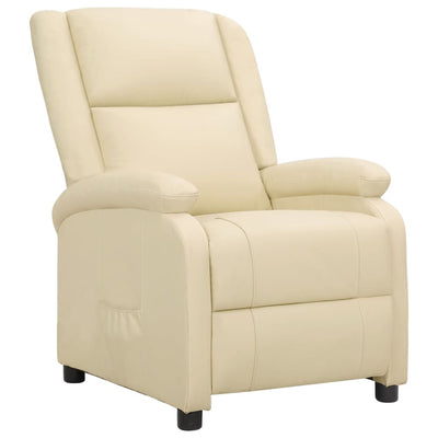 Recliner Chair Cream Real Leather