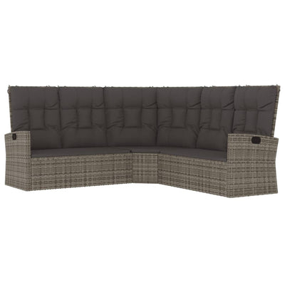 Reclining Corner Sofa with Cushions Grey Poly Rattan Payday Deals