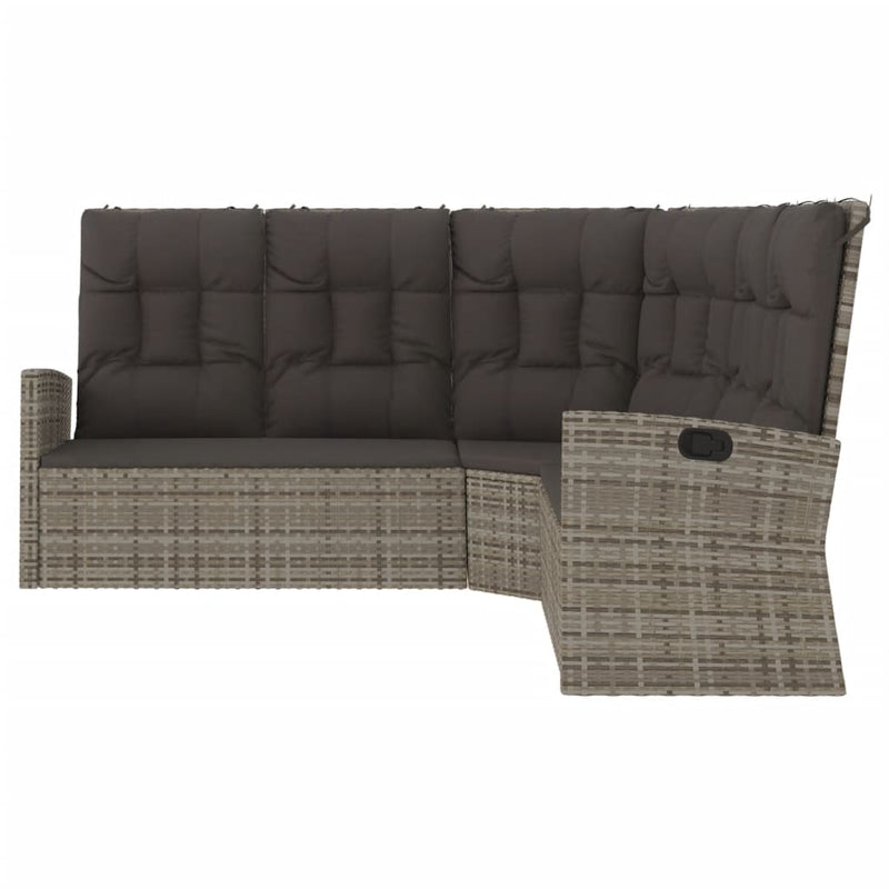 Reclining Corner Sofa with Cushions Grey Poly Rattan Payday Deals
