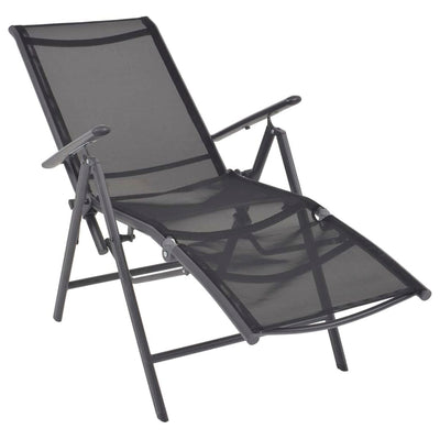 Reclining Deck Chair Aluminium and Textilene Black Payday Deals