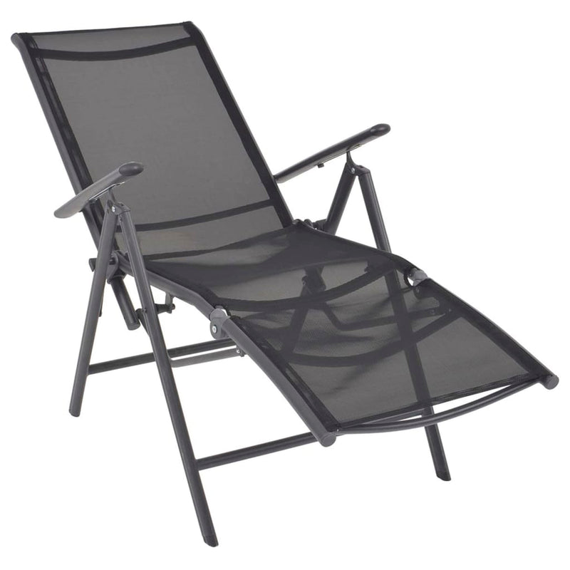 Reclining Deck Chair Aluminium and Textilene Black Payday Deals