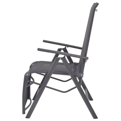 Reclining Deck Chair Aluminium and Textilene Black Payday Deals
