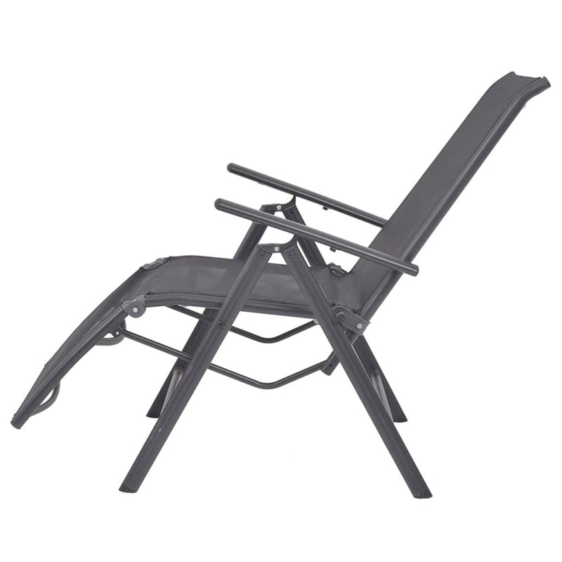 Reclining Deck Chair Aluminium and Textilene Black Payday Deals