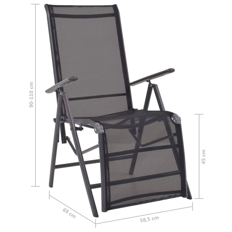 Reclining Deck Chair Aluminium and Textilene Black Payday Deals