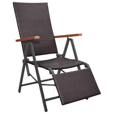 Reclining Deck Chair Poly Rattan Brown Payday Deals