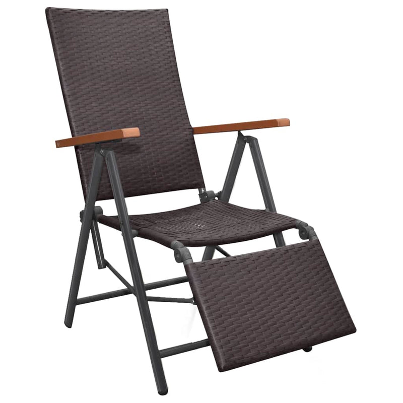 Reclining Deck Chair Poly Rattan Brown Payday Deals