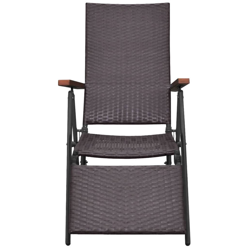Reclining Deck Chair Poly Rattan Brown Payday Deals