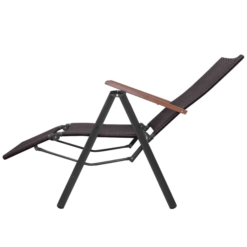 Reclining Deck Chair Poly Rattan Brown Payday Deals