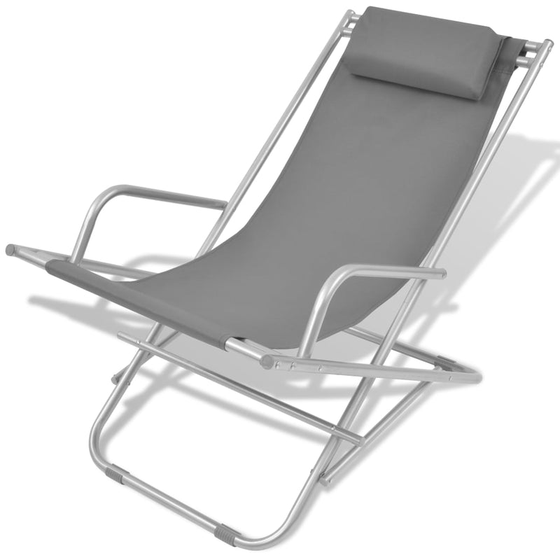 Reclining Deck Chairs 2 pcs Steel Grey Payday Deals