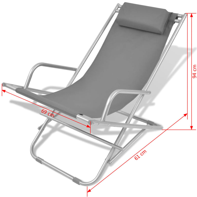 Reclining Deck Chairs 2 pcs Steel Grey Payday Deals