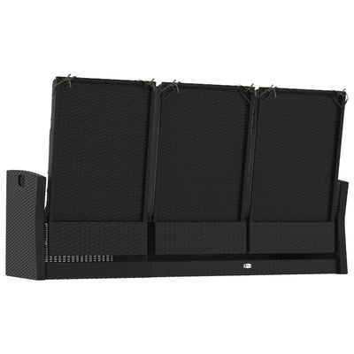 Reclining Garden Bench with Cushions Black 173 cm Poly rattan Payday Deals
