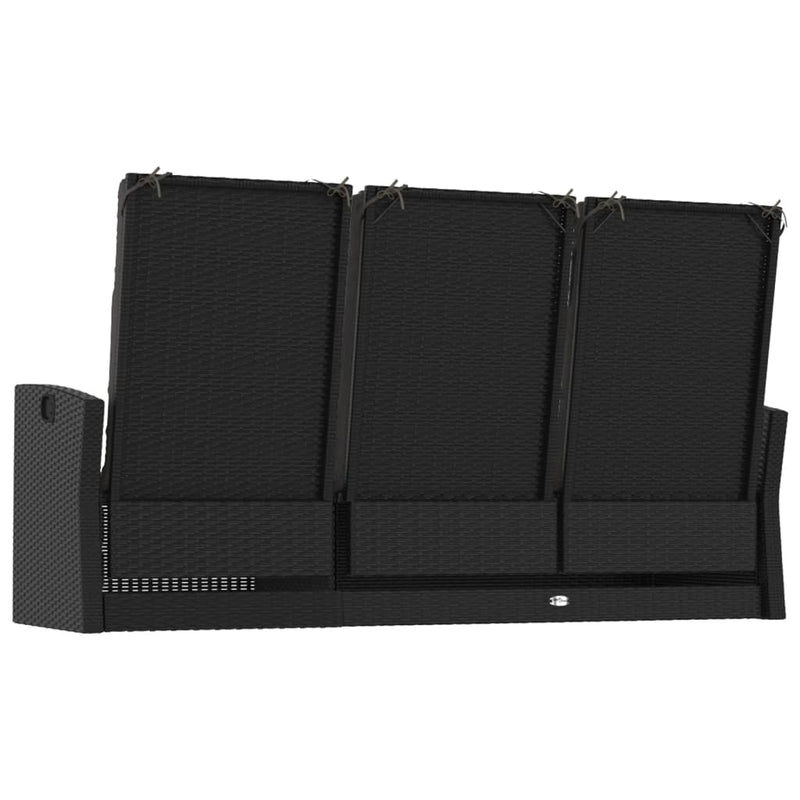 Reclining Garden Bench with Cushions Black 173 cm Poly rattan Payday Deals