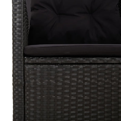 Reclining Garden Bench with Cushions Black 173 cm Poly rattan Payday Deals
