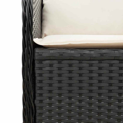 Reclining Garden Bench with Cushions Black Poly Rattan Payday Deals