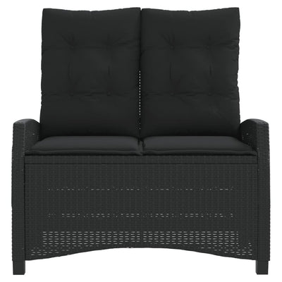 Reclining Garden Bench with Cushions Black Poly Rattan Payday Deals