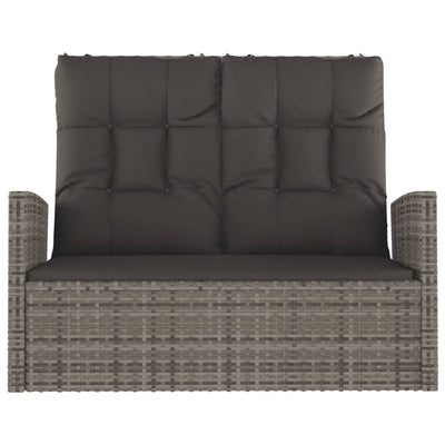 Reclining Garden Bench with Cushions Grey 118 cm Poly rattan Payday Deals
