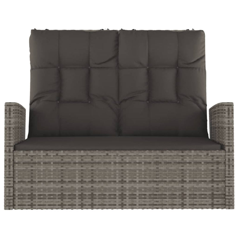 Reclining Garden Bench with Cushions Grey 118 cm Poly rattan Payday Deals