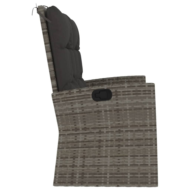Reclining Garden Bench with Cushions Grey 118 cm Poly rattan Payday Deals
