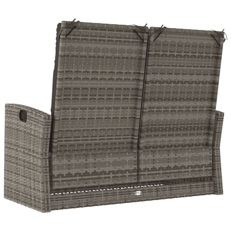 Reclining Garden Bench with Cushions Grey 118 cm Poly rattan Payday Deals