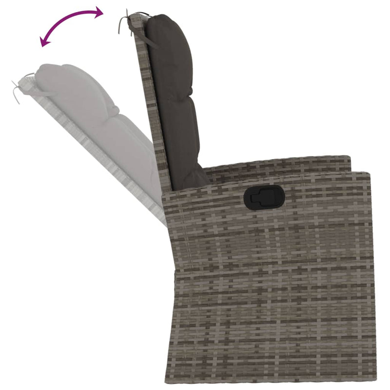 Reclining Garden Bench with Cushions Grey 118 cm Poly rattan Payday Deals